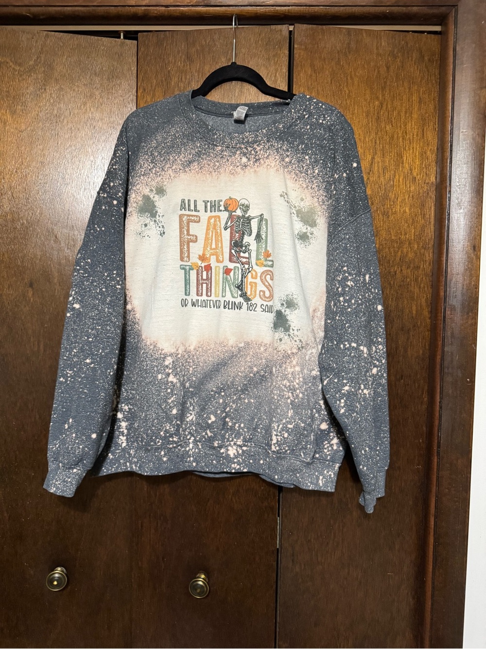 Bleached Gray Graphic Crewneck Sweatshirt - "All The Fall Things"